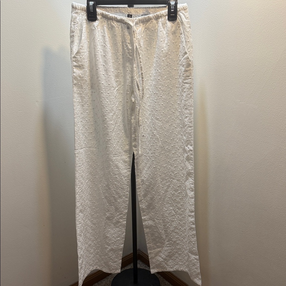 Womens White Drawstring Casual Pants